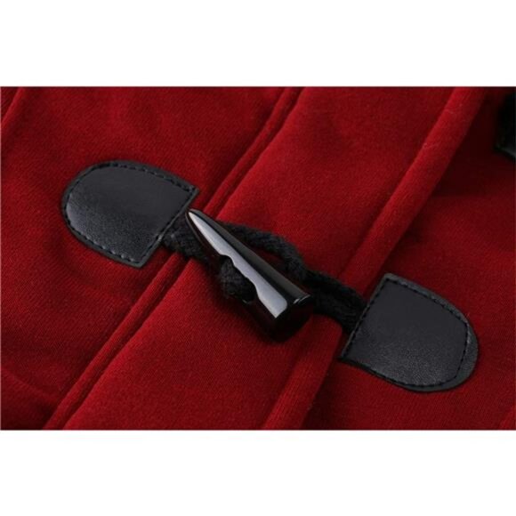 JiangWu Womens Fashion Horn Button Fleece Thicken Coat with Hood Winter Warm - Picture 10 of 12